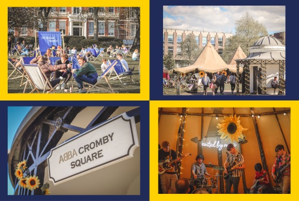 collage of images taken on campus of Eurovision celebration events
